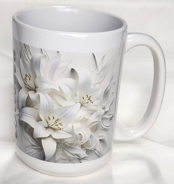 White Lilies - Customize Sublimated Mugs 11 oz & 15 oz