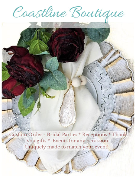 Custom order Bridal Events/Group Parties/Showers/Receptions/Party Favors - Group Oyster Shell Bead Napkin Rings