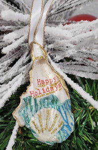 Christmas Novelty Ornament Coral Shell Local Oyster Shell Hand Decorated