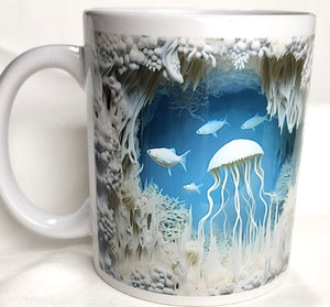 Blue Ivory Jellyfish Sublimated Mugs 11 oz & 15 oz