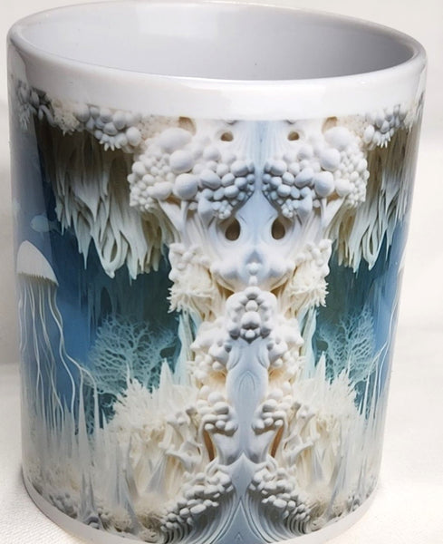 Blue Ivory Jellyfish Sublimated Mugs 11 oz & 15 oz