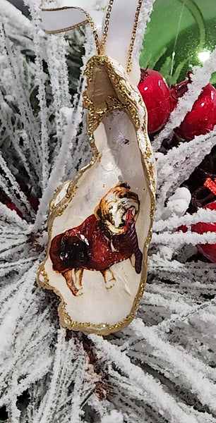 Christmas Novelty Dog Ornament Multiple Breeds Local Oyster Shell Hand Decorated