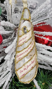 Christmas Novelty Ornament True Love Oyster Shell Hand Decorated
