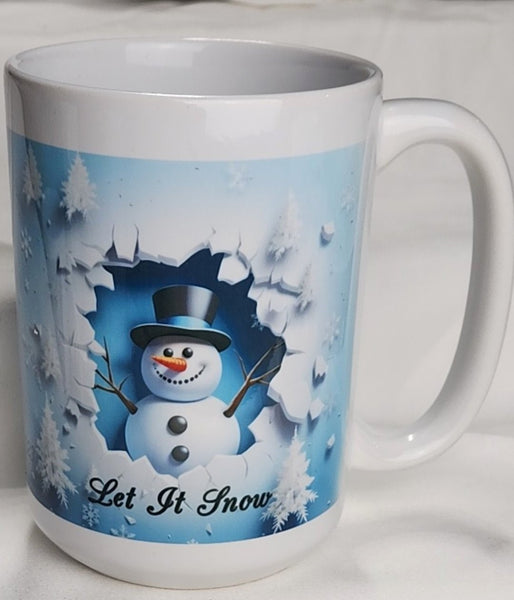 Clearance Christmas Mugs  Snowman Let It Snow Sublimated Mugs