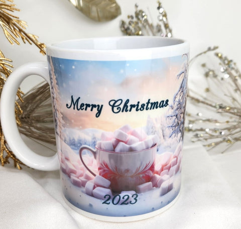 Clearance Merry Christmas Marshmallow Sublimated Mugs