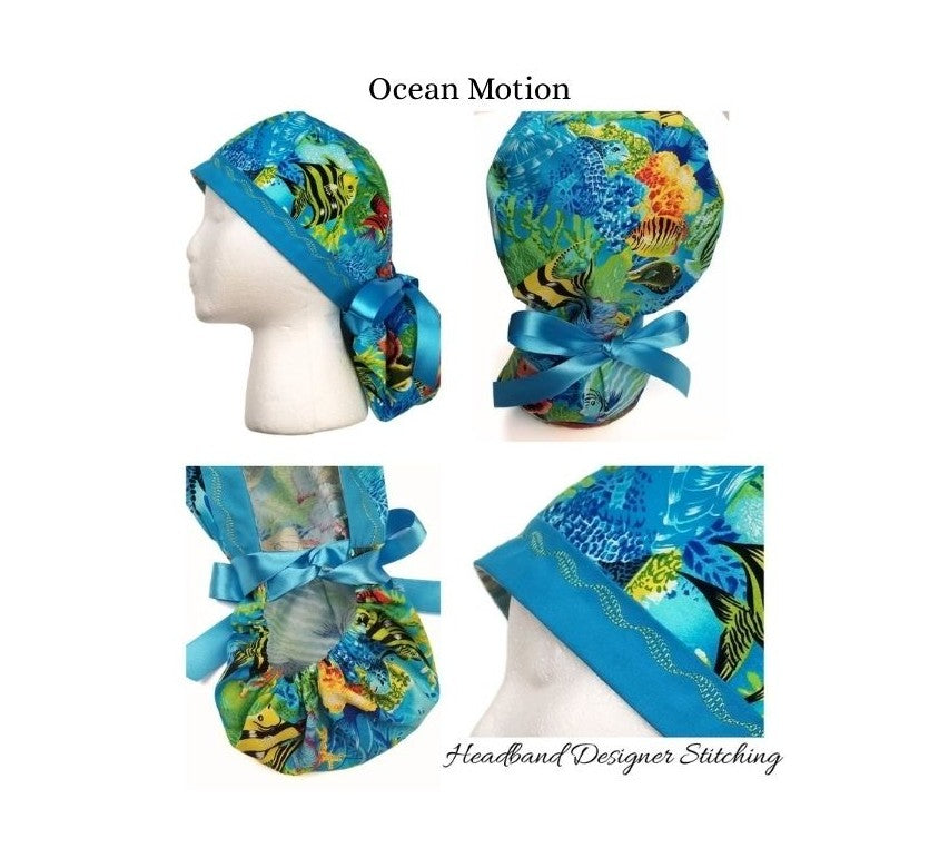 Coastal Artisan Surgical Cap - Sea Life & Gilded Turquoise Collection