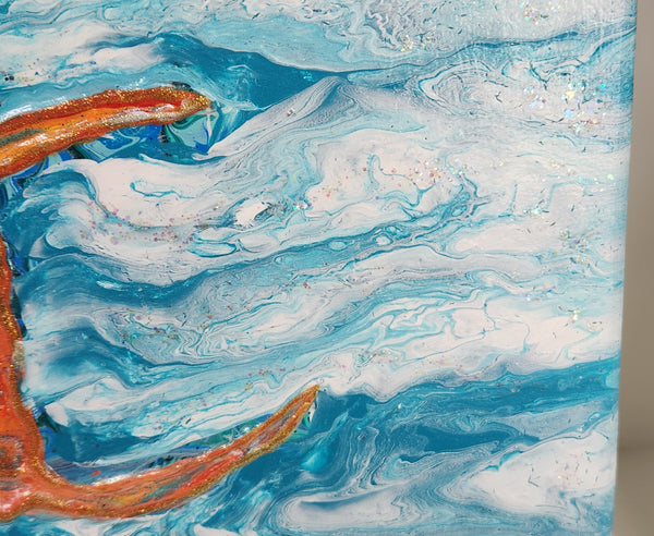 Textured Fish Acrylic Painting, Original 11x14 Canvas