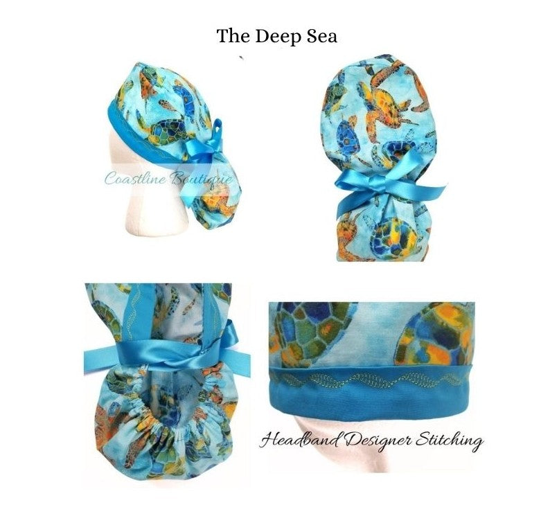 Coastal Artisan Surgical Cap - Sea Life & Gilded Turquoise Collection