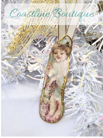 Novelty Ornament Angel Local Oyster Shell Hand Decorated