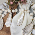 The Natural Earth Edition: Hand-Painted Oyster Shell Napkin Rings - (Set of 4 or 6, Natural Wood Beads))