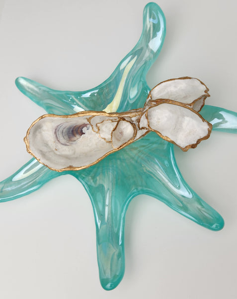 Oyster shell ring dish with gift bag, Trinket holder, birthday gift, bridesmaid gift, home décor